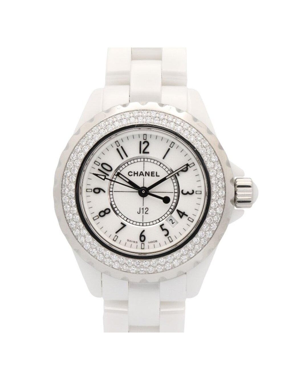 Chanel Watch Diamond Bezel White Ceramic